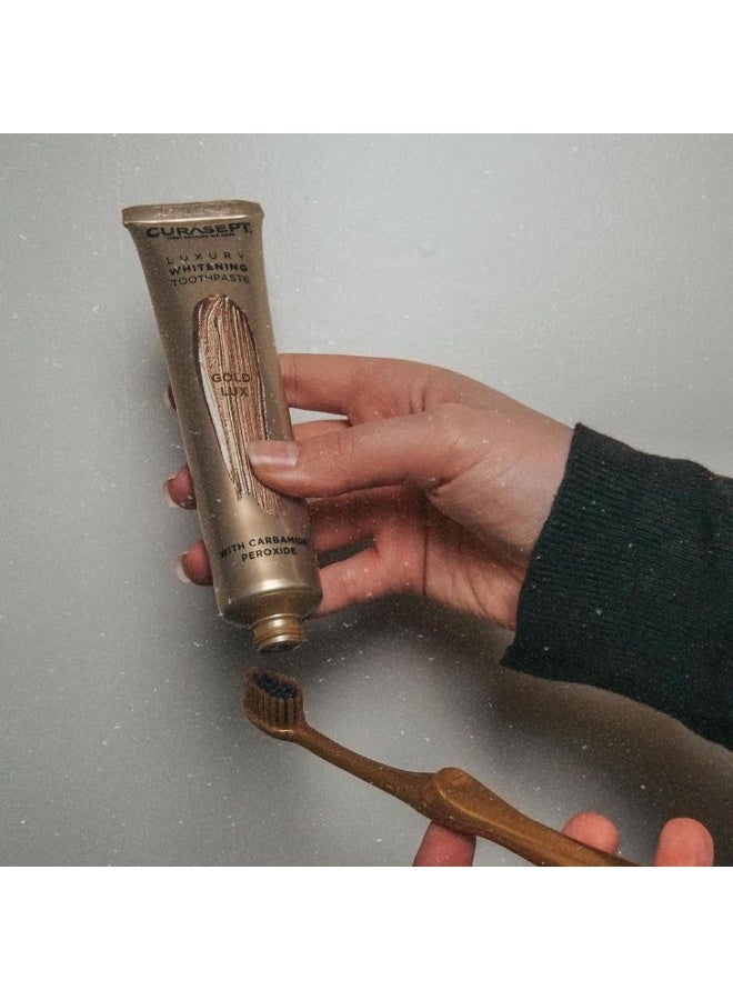 Curasept Gold Luxury Whitening Dent Toothpaste, 75 ML + Toothbrush - Image 3