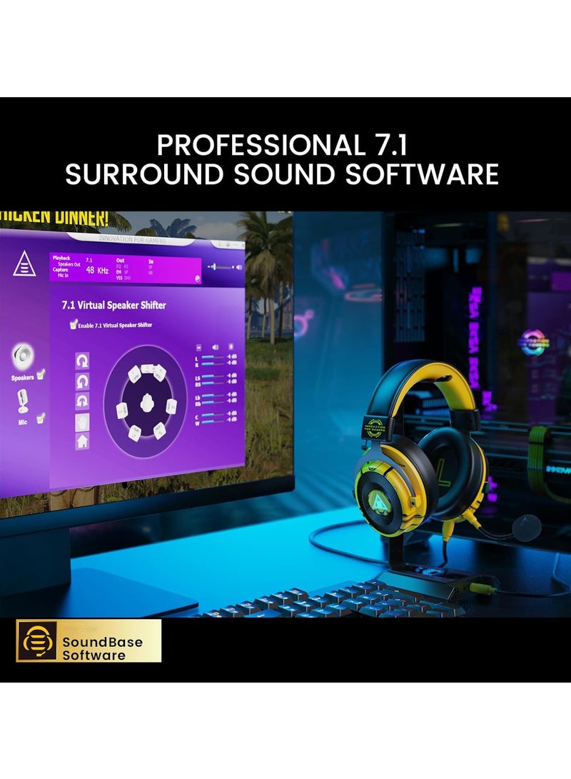 KASTWAVE Gaming Headset for PC PS5 PS4, Stereo Wired Noise Cancelling Over-Ear Headphones with Mic, Wired Headphones, 7.1 Surround Sound, USB & 3.5mm Cable, LED Light, USB Gaming Headphones for Xbox Laptop - Image 3