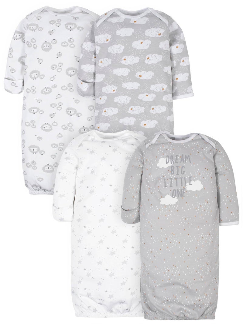 Gerber GerberUnisex Baby4-Pack Sleeper GownSheep Grey0-6 Months - Image 1