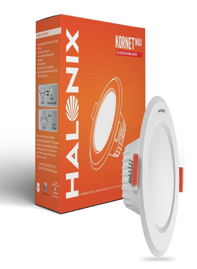 Halonix Polycarbonate 12W Kornet Junction Box Led Downlighter,Cut Out,3 Inch,Dia,4.29 Inch,Height,1.96 Inch,BIS Certified,No False Ceiling,Ceiling Light for Home,Shop & Office,Pack of 1,Warm White - Image 1