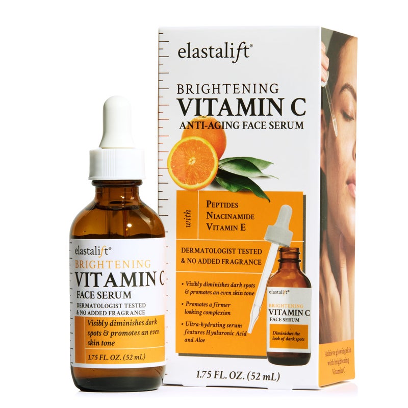 Elastalift Vitamin C Facial Serum For Age Spots, Wrinkles, & Expression Lines. Anti-Aging Face Serum W/Vitamin C & Hyaluronic Acid Brightens Skin To Promote Healthier Skin Complexion, 1.75 Fl Oz - Image 1