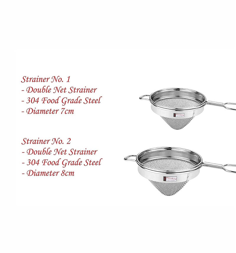 Tiara TIARA - 2PC Max Conical Double Net Tea Coffee Stainless Steel Strainer (304 Steel Food Grade)  - Image 5