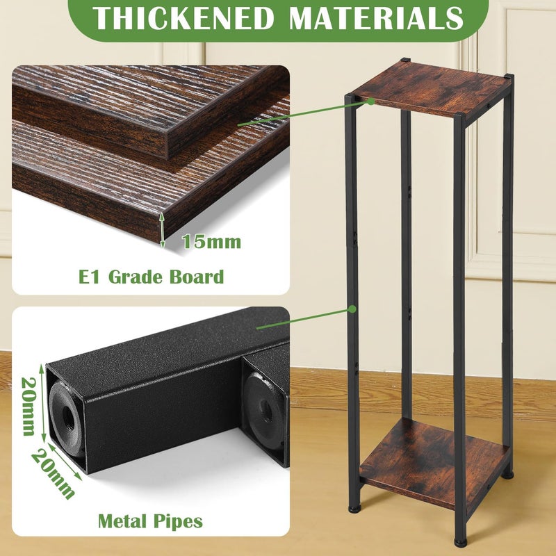 Dipion Extra Tall Plant Stand Indoor,40 Inch Plant Stands,2 Tier Metal Plant Stand with Heavy Duty Wood,Rustic Brown and Black - Image 1