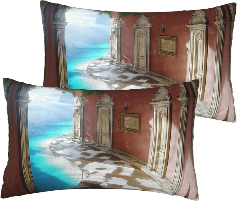 Blue Ocean Elegant and Unique Pillow Covers, with Full-Width Double-Sided Print, Perfect for Home Decor and Gifts 12"x20" - Image 1