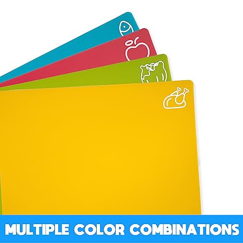 Goodluck 4 Pieces Flexible Cutting Boards, BPA Free Plastic Cutting Boards for Kitchen, Non Slip Cutting Mat for Meat and Vegetables - Image 3