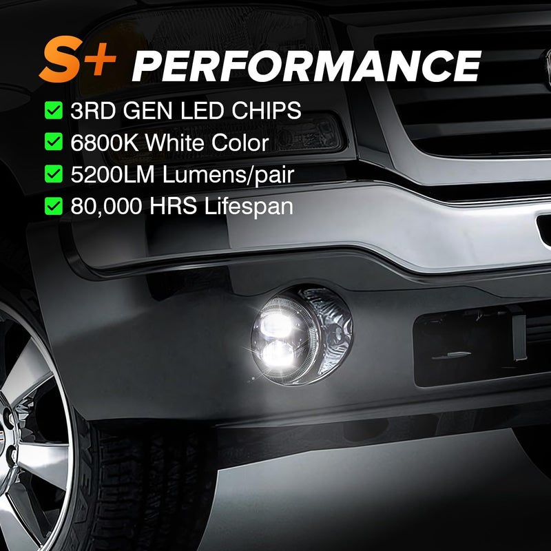 RAMJET4X4 LED Fog Light Bumper Fog Lamp Assembly Replacement Compatible with 2003-2006 GMC Sierra 1500/ 1500HD/ 2500/ 2500HD/ 3500, 2007 GMC Sierra Classic - Image 2