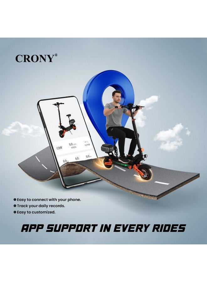 CRONY D2 Pro High-Power Electric Scooter – 1500 W Motor, 48 V 15 Ah Battery, Dual Suspension, Foldable Commuter Scooter, Up to 70 km/h, 120 kg Load Capacity - Image 4