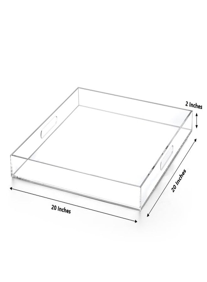 ATOZONE Clear Acrylic Ottoman Tray with Cutout Handles 20x20 Inch Over Sized Serving Tray, Organizer Rubber Boot Tray Decorative for Living Room Bedroom,Bathroom and Entryway Kitchen Tabletop - Image 2