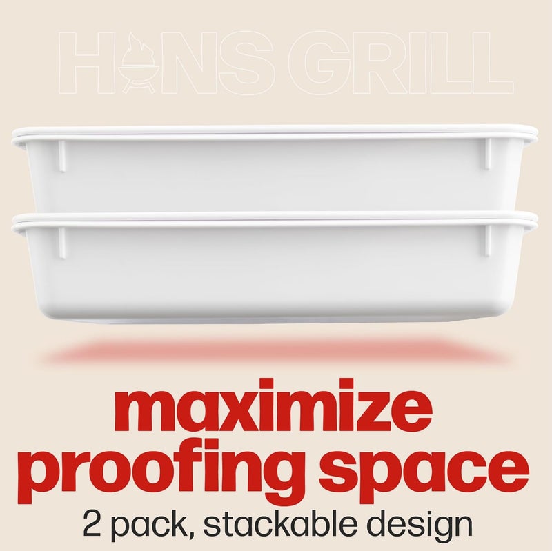 Hans Grill 2-Piece BPA Free Plastic Dough Proofing Box | Pizza & Bread Proofing Box, Stackable, with Covers & Lid | Premium Quality (2 Pack Large) - Image 3