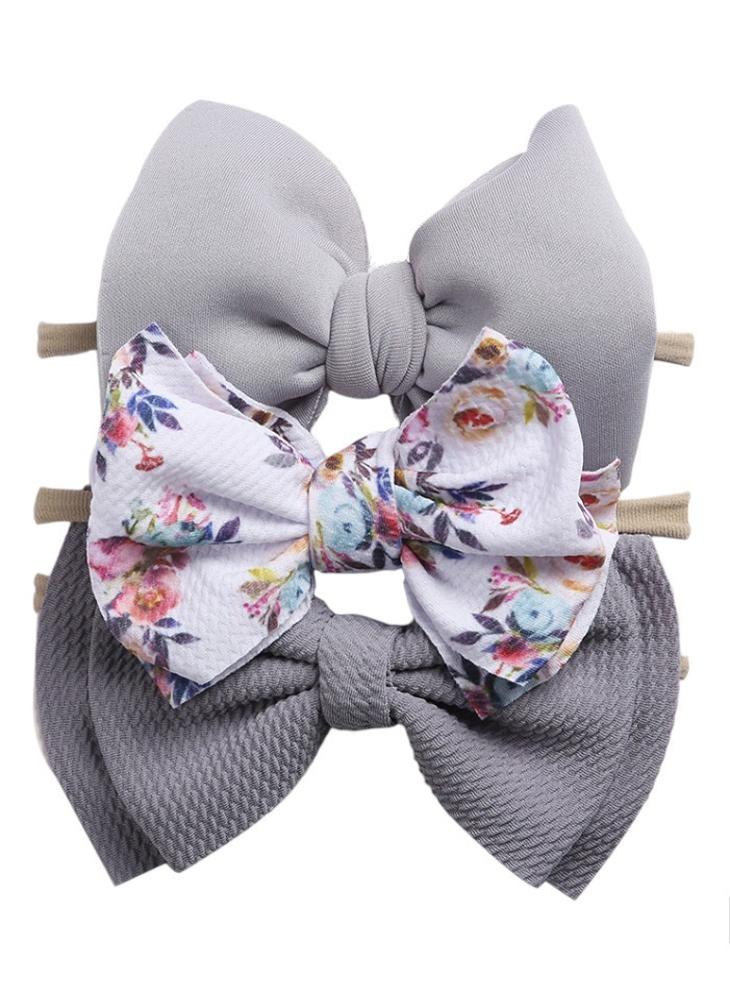 Bambimici Dalia Assorted Ribbon Bow Headband For Babies Grey - Image 1