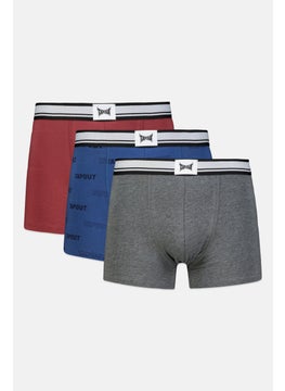 Men 3Pcs Brand Logo Boxer, Multicolor