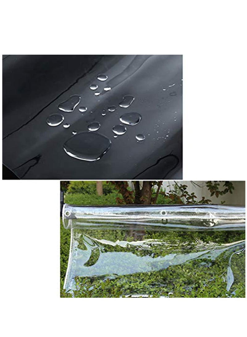Excefore Glass Clear Tarpaulin Heavy Duty Tarp with Reinforced Eyelets, Thick PVC Waterproof Transparent Tarpaulin, Premium Quality Cover Tarp for Outdoor Camping Sheet - Image 2