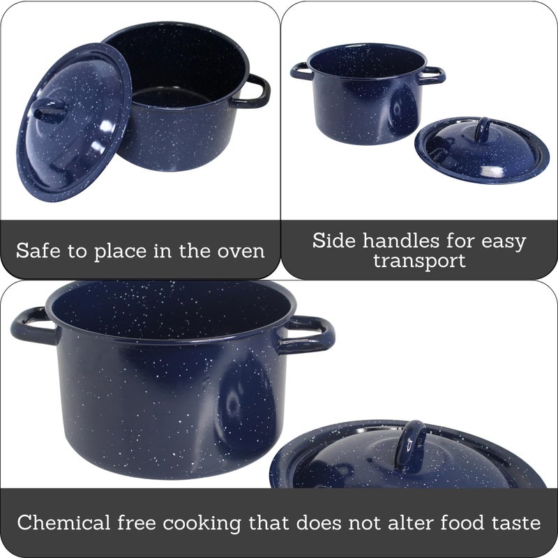 IMUSA 6.0qt Enamel Stock Pot, Blue - Image 2