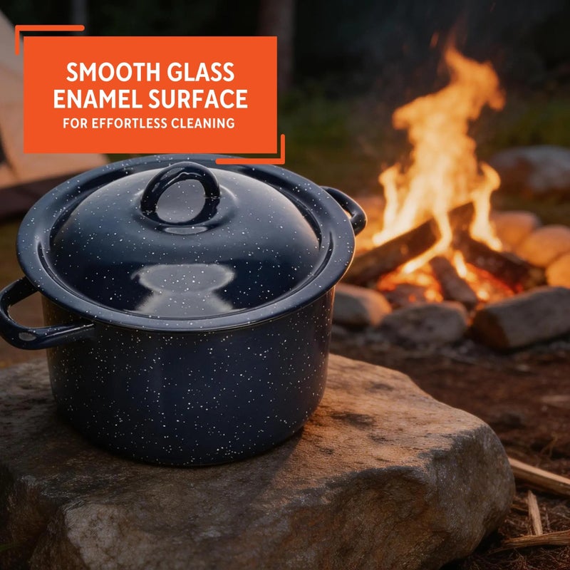 IMUSA 6.0qt Enamel Stock Pot, Blue - Image 4