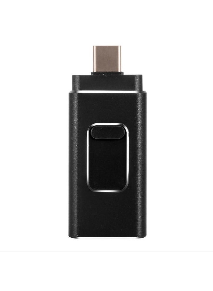 AROAQ 8GB USB Flash Drive, Shock Proof 3-in-1 External USB Flash Drive, Safe And Stable USB Memory Stick, Convenient And Fast Metal Body Flash Drive, Black Color (Type-C Interface + apple Head + USB)  - Image 1