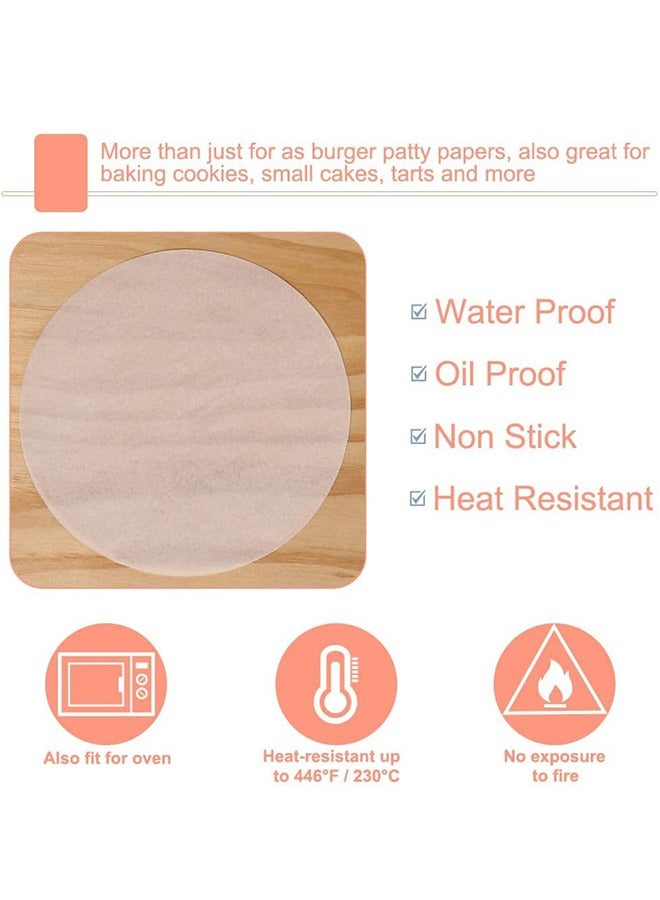 Ant 100 Piece Double Sided Burger Rounds Patty Paper 4.3 Inch Burger Patty Paper Sheet for Separating Burger Patty Cookies and More - Image 5