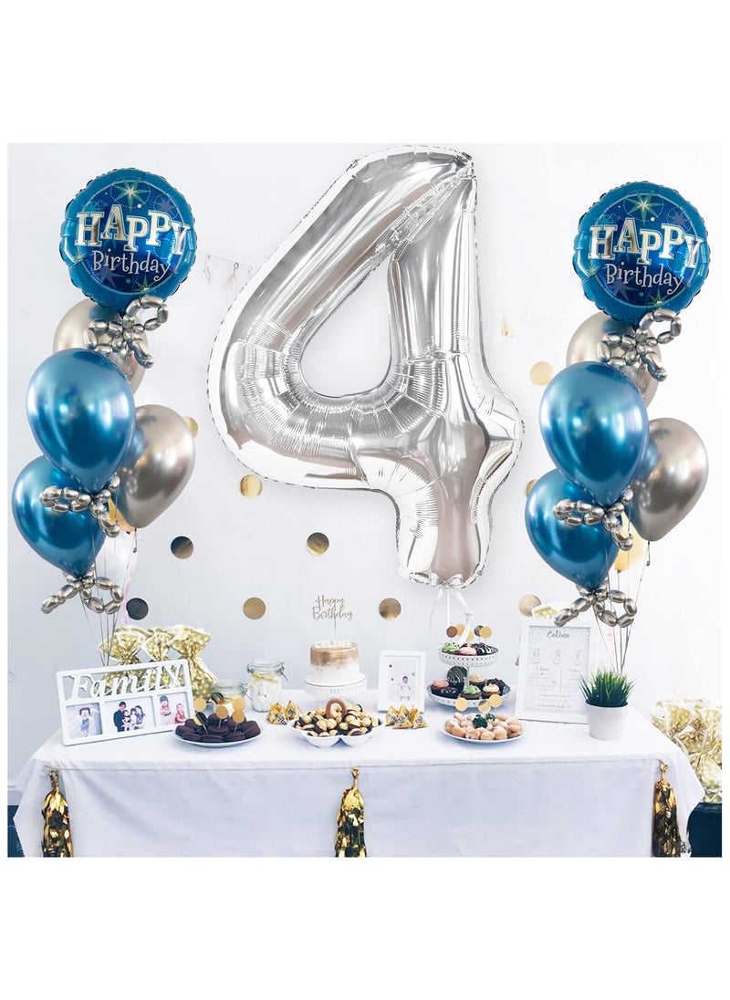 KATCHON Silver Number 4 Balloon for 4th Birthday Decorations  - Image 3