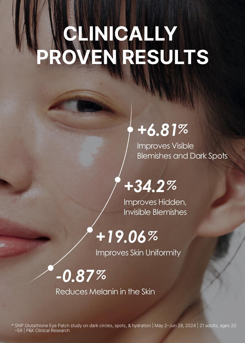 SNP 99% Glutathione + Niacinamide B3 Eye Patch | Nourishing Under Eye Patches for Blemishes and Dark Spots | Under Masks for Puffy Eyes and Dark Circles | Korean Skincare | 60 Patches - Image 4
