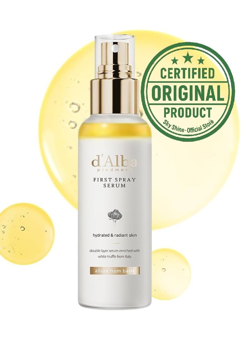 دي'ألبا سيروم رذاذ الكمأة البيضاء الإيطالي من دالبا، مرطب للوجه، سيروم متوهج لبشرة مشرقة، غير كوميدوغينيك، رذاذ متعدد الاستخدامات، نباتي ومُكيف مع الصحراء، 100 مل - Image 1