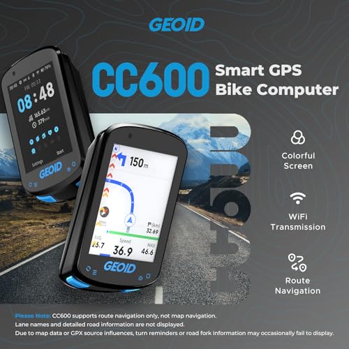 GEOID CC600 Color Screen Bike/Cycling Computer Wireless - Route Navigation with Re-Route Planing, WiFi & Bluetooth, Fast 5s GPS Positioning, Free Indoor Training - Image 2