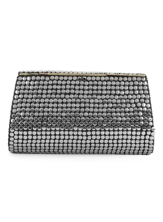Anekaant Mosaic Silver & White Metal Botanical Mosaic Clutch - Image 3