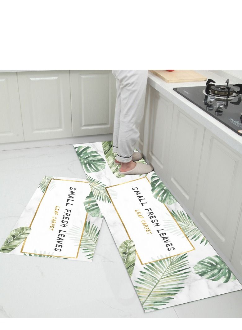 Y&D 2-Piece Non-Slip Floor Mats Landscape Plants Super Absorbent Kitchen Rug Set 