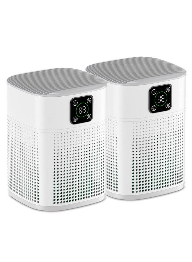 honeyuan 2 Pack Air Purifiers for Home Bedroom up to 650ft², Honeyuan H13 HEPA Air purifier with 360°Air Intake, 3 Fan Speeds, White  - Image 1