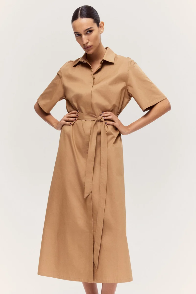 H&M Tie-belt twill shirt dress