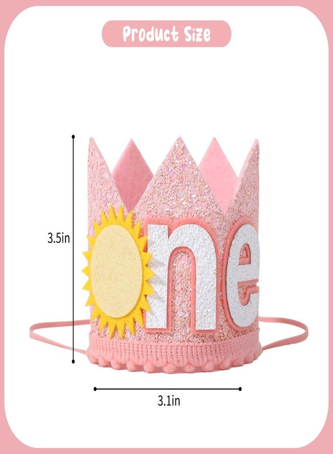YOUAME Bohemian First Birthday Crown - Girl's 1st Trip Around the Sun Outfit, Sun Party Decorations (Pink) - Image 2