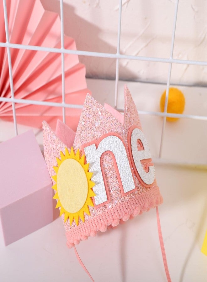 YOUAME Bohemian First Birthday Crown - Girl's 1st Trip Around the Sun Outfit, Sun Party Decorations (Pink) - Image 5