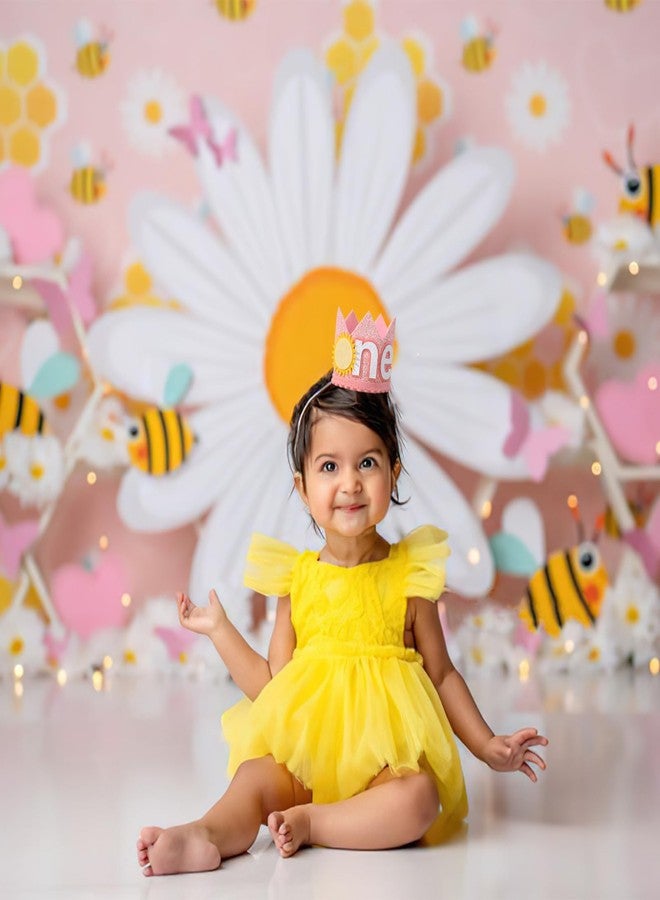 YOUAME Bohemian First Birthday Crown - Girl's 1st Trip Around the Sun Outfit, Sun Party Decorations (Pink) - Image 4