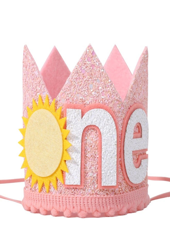YOUAME Bohemian First Birthday Crown - Girl's 1st Trip Around the Sun Outfit, Sun Party Decorations (Pink) - Image 1