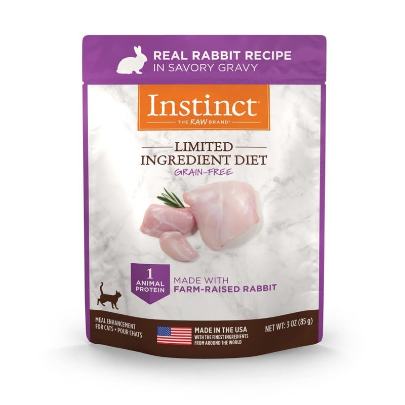 Instinct Limited Ingredient Diet, Natural Wet Cat Food Topper, Grain Free Recipe - Real Rabbit, 3 oz. Pouches (Pack of 24) - Image 1