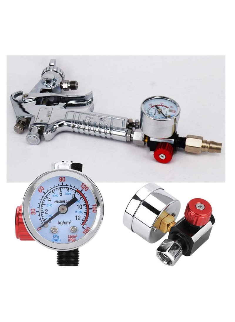 SYOSI G1/4 Air Pressure Regulator with Gauge, Air Compressor Replacement Pressure Regulator Air Spray Gun Accessories Adjustable Instrument Pneumatic Tool  - Image 4