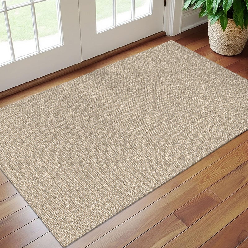 EARTHALL Washable Area Rug 3x5 Ft Non Slip Rugs for Entryway, Braided Rubber Backed Throw Rugs Door Mat Indoor Outdoor Entrance, Cotton Woven Carpet for Kitchen Foyer Front Door, Send/Beige - Image 5