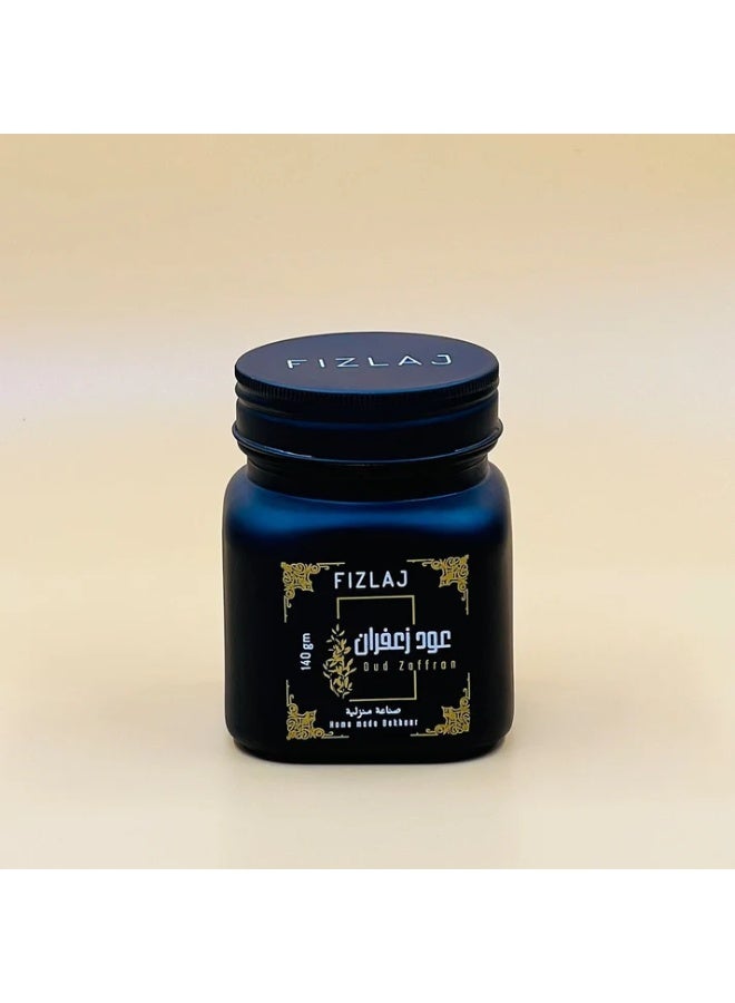 Fizlaj Oud Saffron - Luxury Arabic Incense Tablets - Rich Saffron Infused Bukhoor for Home & Office - Premium 140g - Image 1