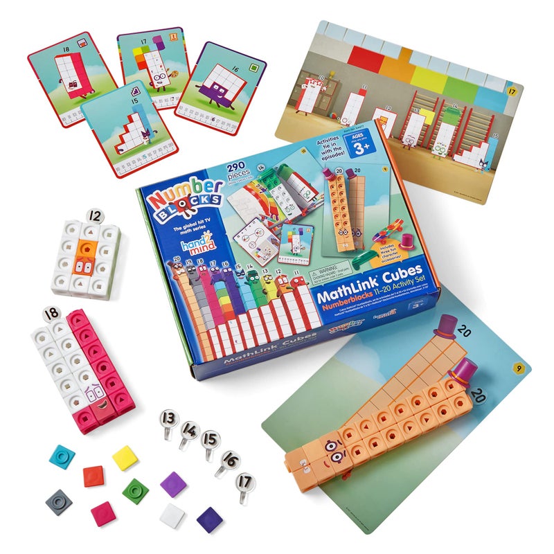 hand2mind hand2mind Numberblocks MathLink Cubes 11-20 Activity Set, 30 Numberblocks Activities Linked to TV Episodes, 155 NumberBlocks MathLink Cubes, Numberblocks Toys, Math Cubes, Homeschool Supplies  - Image 1