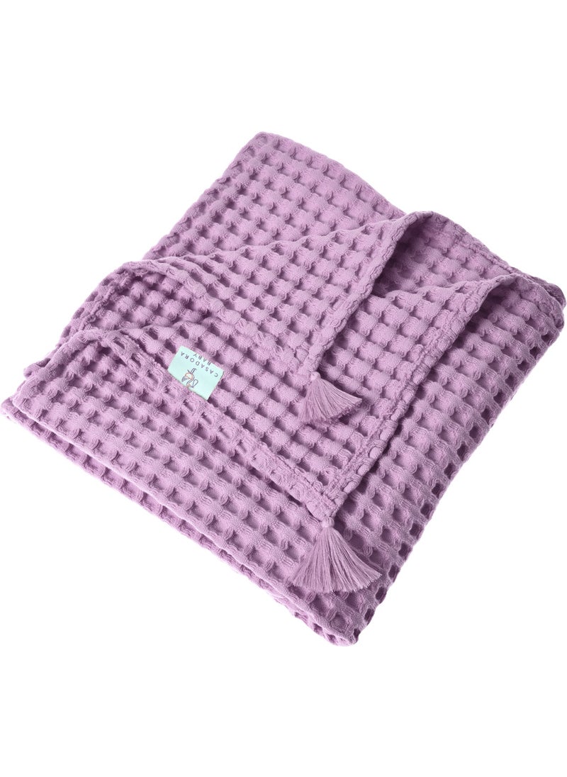 Casadora Baby 100% Cotton Baby Thick Waffle Blanket - 90X120CM - Lilac  - Image 1