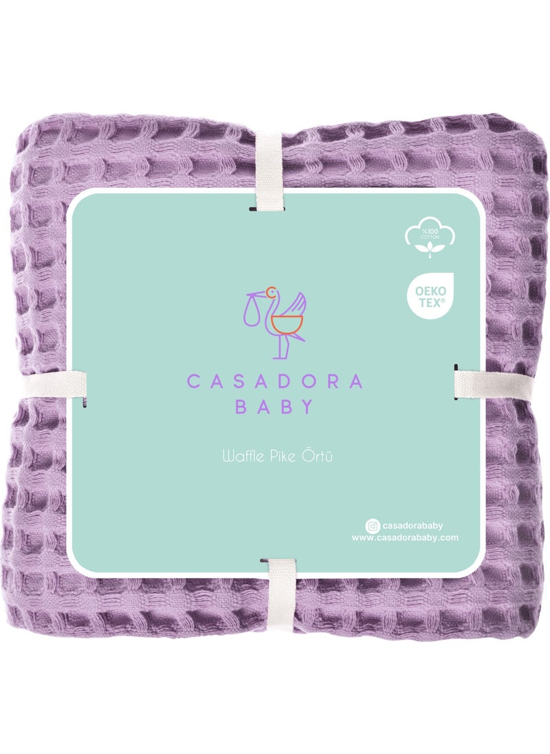 Casadora Baby 100% Cotton Baby Thick Waffle Blanket - 90X120CM - Lilac  - Image 5