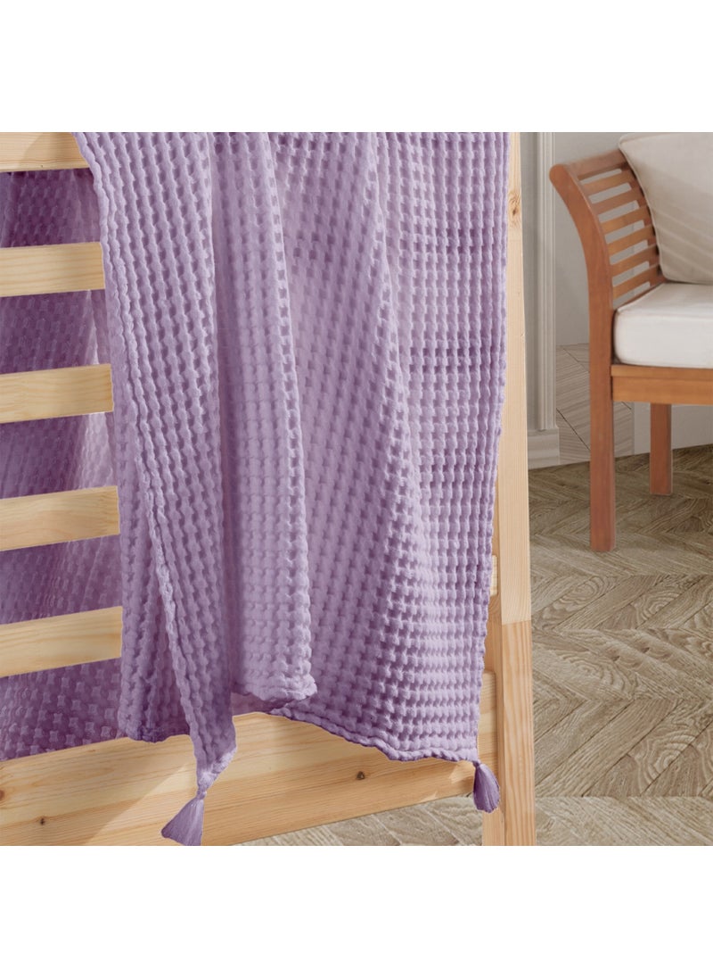 Casadora Baby 100% Cotton Baby Thick Waffle Blanket - 90X120CM - Lilac  - Image 3
