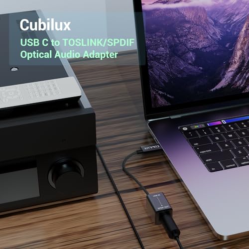 Cubilux USB C to SPDIF Transmitter, Unidirectional Type C to Optical Audio Output Adapter with 192KHz/24bit DAC for MacBook Pro/Air, Laptop, Computer - Image 3