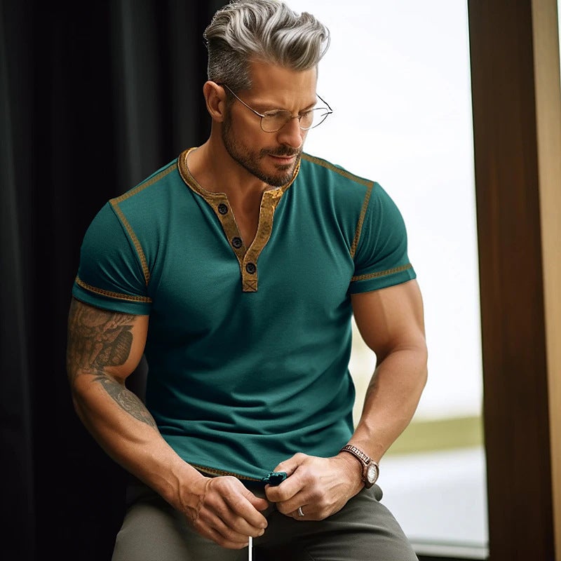 2024 Spring And Men'S Thin Solid Color Short-Sleeved T-Shirt Youth Casual Bottoming Shirt - Image 1