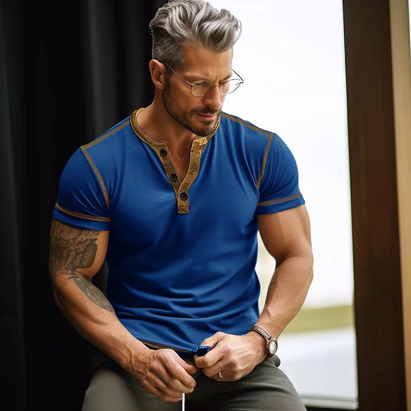 2024 Spring And Men'S Thin Solid Color Short-Sleeved T-Shirt Youth Casual Bottoming Shirt - Image 5