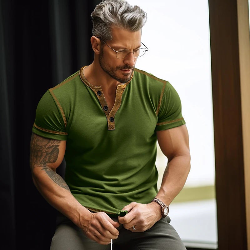 2024 Spring And Men'S Thin Solid Color Short-Sleeved T-Shirt Youth Casual Bottoming Shirt - Image 4