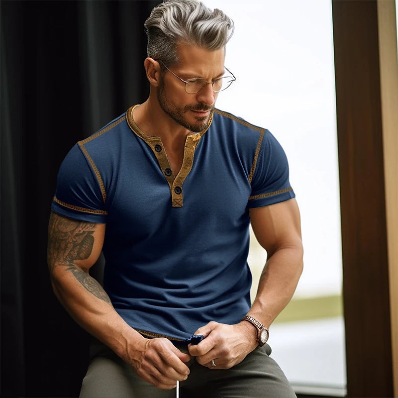 2024 Spring And Men'S Thin Solid Color Short-Sleeved T-Shirt Youth Casual Bottoming Shirt - Image 2