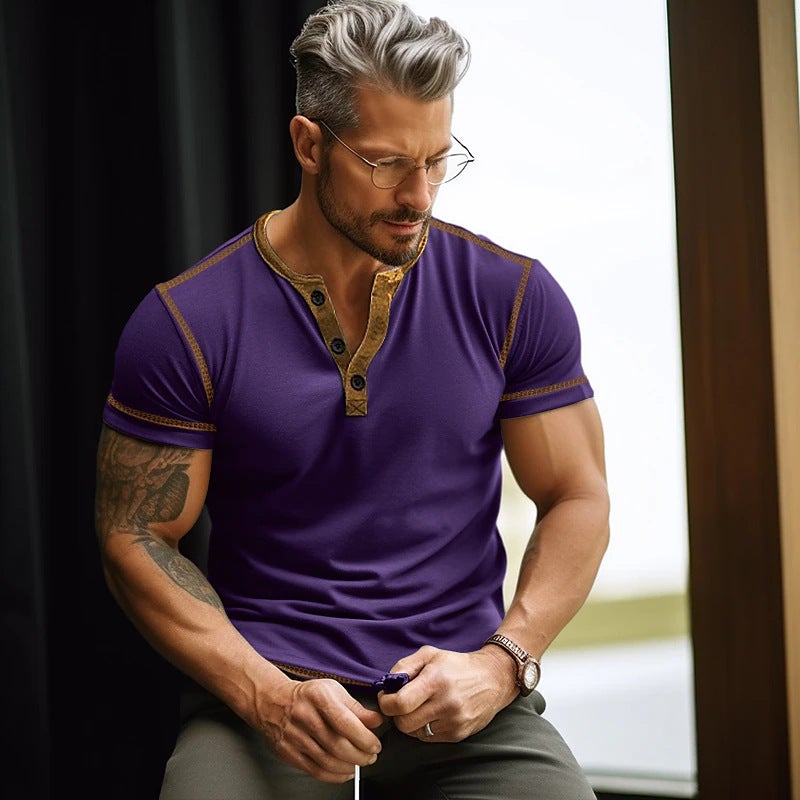 2024 Spring And Men'S Thin Solid Color Short-Sleeved T-Shirt Youth Casual Bottoming Shirt - Image 3