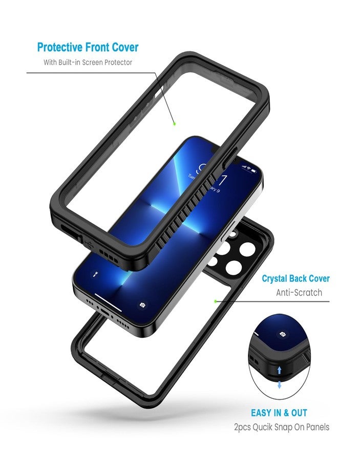 جراب Lanhiem المغناطيسي لهاتف iPhone 13 Pro Max، غطاء مقاوم للماء والغبار [واقي شاشة مدمج] [متوافق مع MagSafe]، جراب هاتف متين لكامل الجسم لهاتف iPhone 13 Pro Max - 6.7 بوصة (أسود) - Image 3