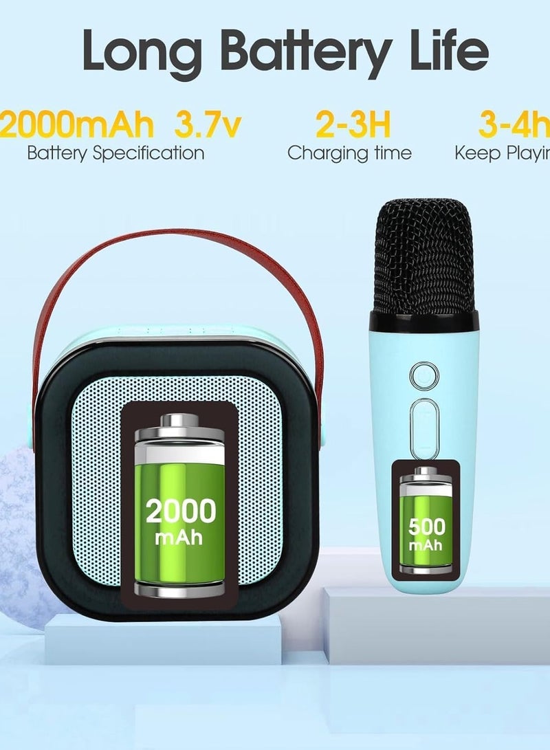 مكبر صوت كاريوكي محمول يعمل بالبلوتوث مع 2 ميكروفونات لاسلكية لحفلة الاستمتاع بالمنزل - Image 3
