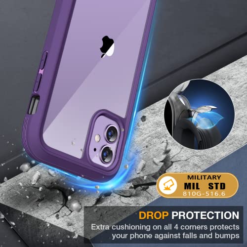 Miracase Glass Series for iPhone 11 Case 6.1 inch, Upgraded Full-Body Rugged Phone Bumper Case Cover with Built-in 9H Tempered Glass Screen Protector and Camera Protector, Purple - Image 3