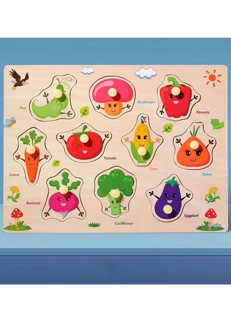 فيتاشيلي لوحة ألغاز تعليمية للخضروات الخشبية ثلاثية الأبعاد للتعلم المبكر للأطفال - Image 1